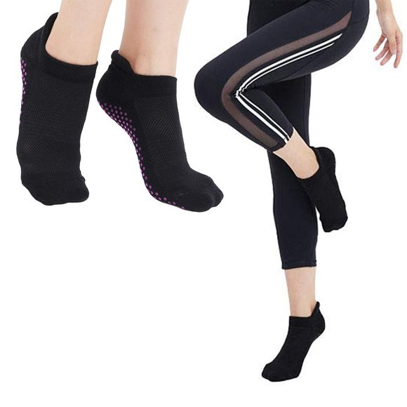 3-Pairs: Women's Non-Skid Workout Exercise Grip Socks - Picture 2 of 2